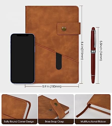 Brown A5 Lined Leather Journal