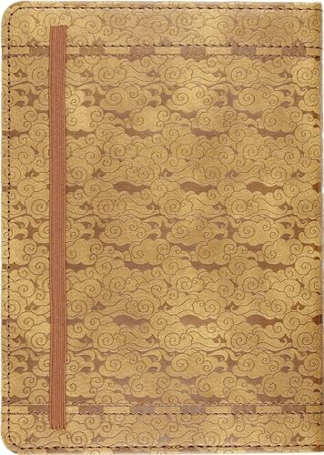 Ornate golden notebook cover with swirling cloud patterns.