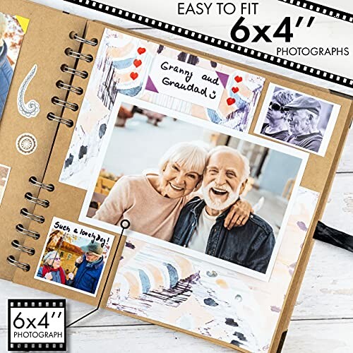 Scrapbook page with photos of grandparents.